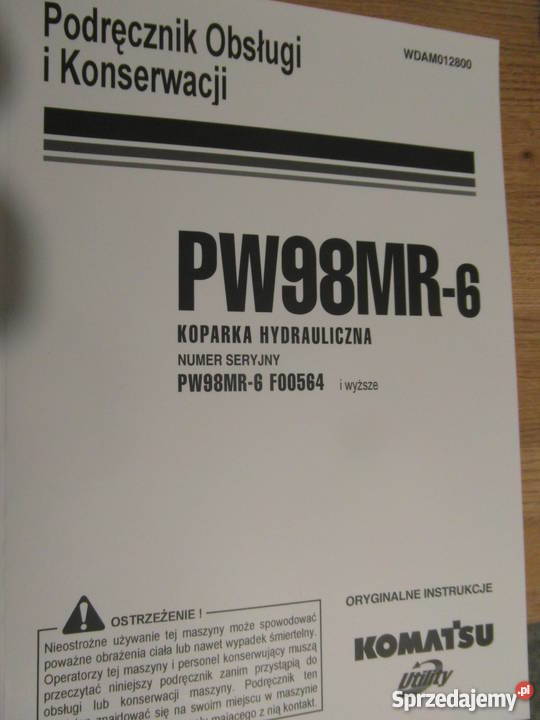 dtr instrukcja obsługi koparka komatsu PW98mr6 i zachodniopomorskie Szczecin