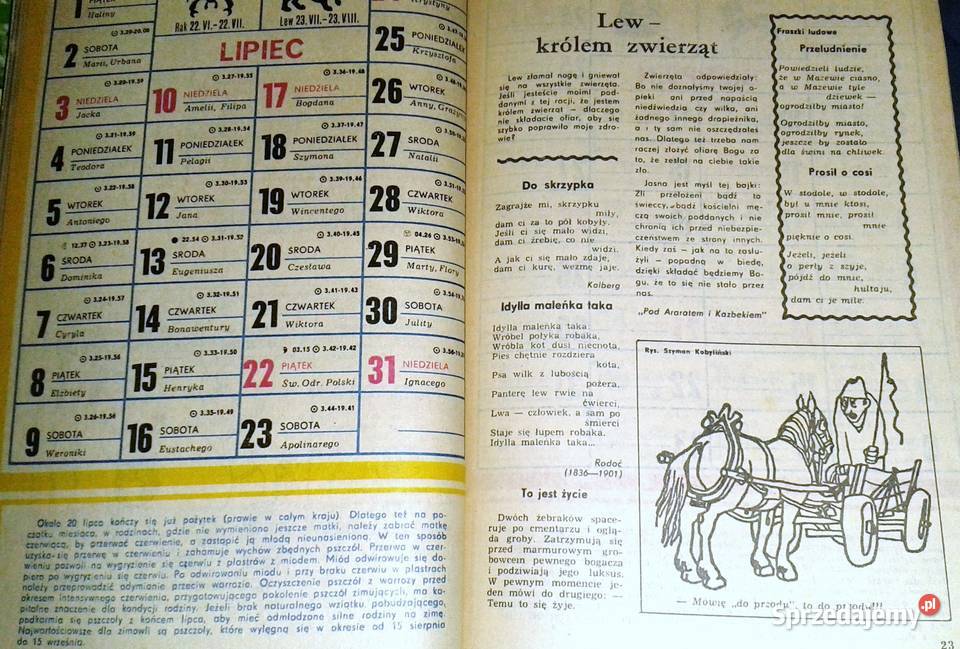 Poradnik rolnika i pszczelarza kalendarz na 1988 Chełm