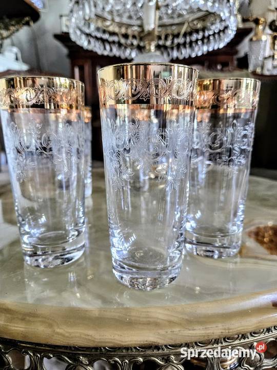 Kieliszki Kryształowe zdobione złotem Murano Kalisz