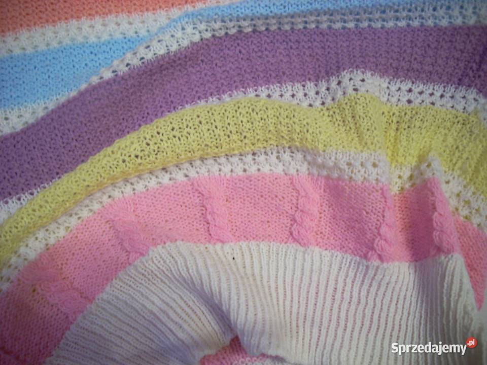 Pastelowy Sweter Robiony na Drutach 38 M