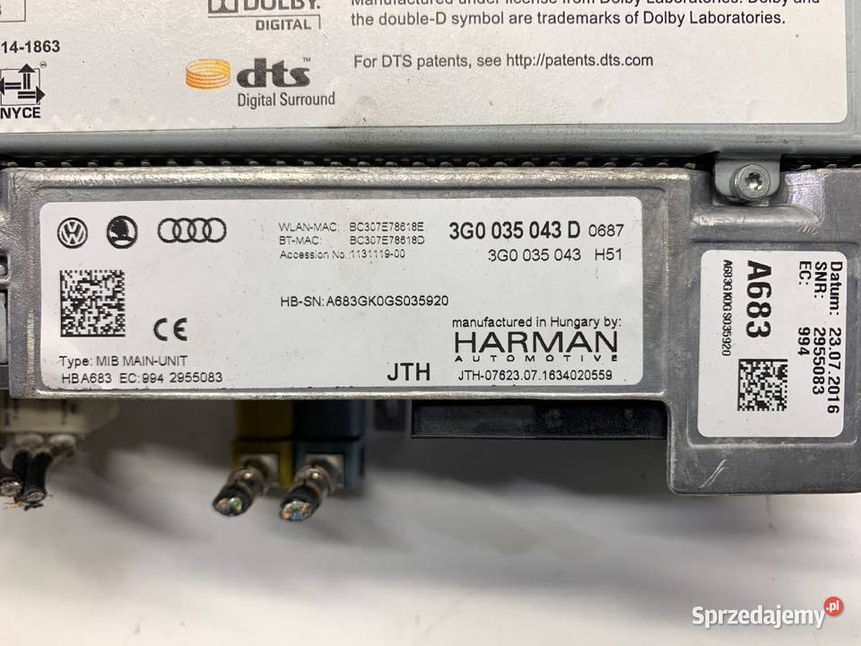 CZYTNIK NAWIGACJI VW PASSAT B8 3G0035043D osobowe sprzedam