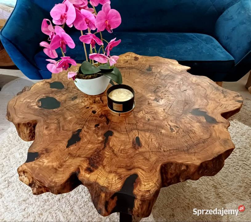 Stolik kawowy 117x100 PIĘKNY OKAZ LIVE EDGE wielkopolskie Śrem