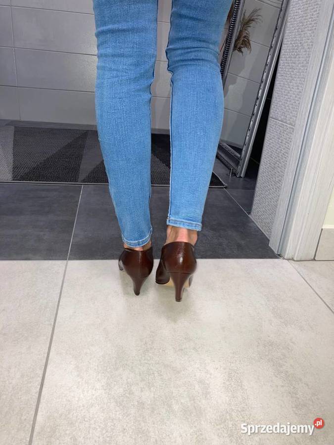 Nowe skórzane włoskie buty szpilki Silvestri Nisko