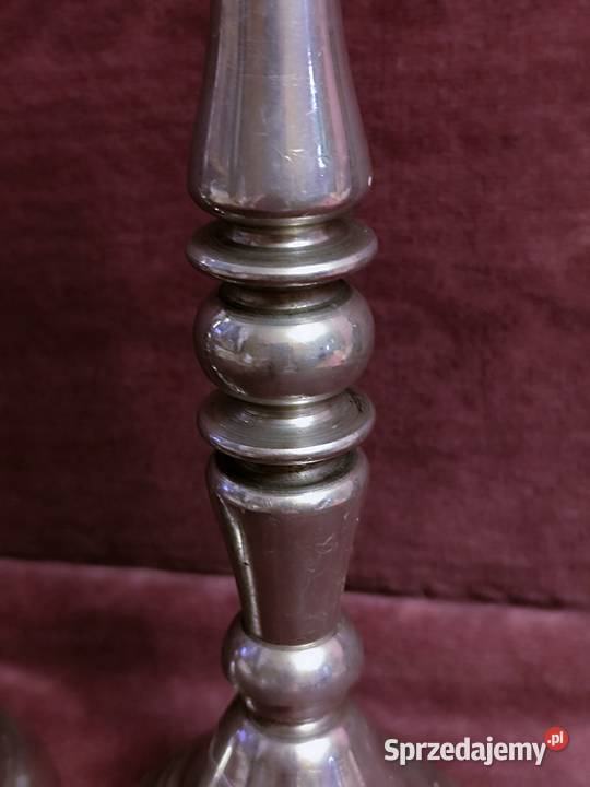 Komplet starych świeczników z pobielanego Sosnowiec