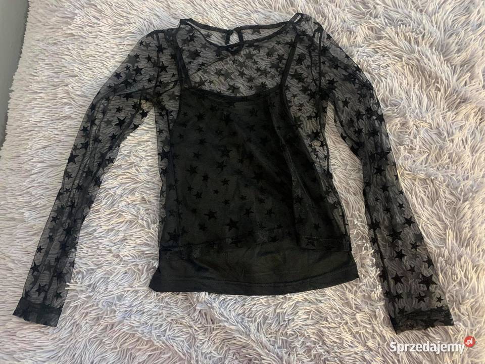 Jacqueline De Young Siateczkowa koszulka czarny W stylu casual Moda Koszulki Koszulki siateczkowe 