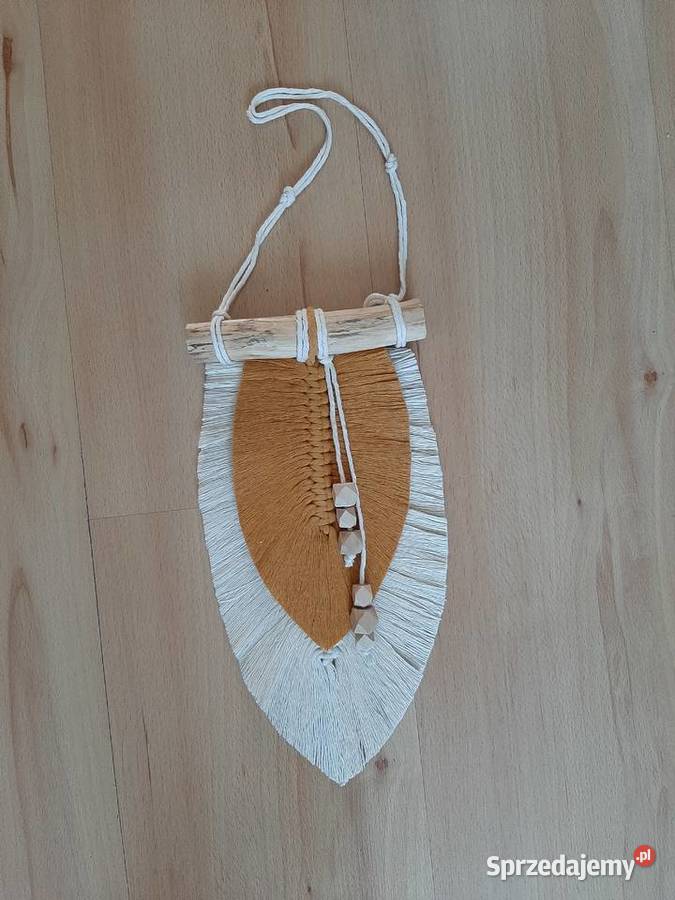 Makrama ozdobne liście pióra boho rękodzieło Bydgoszcz