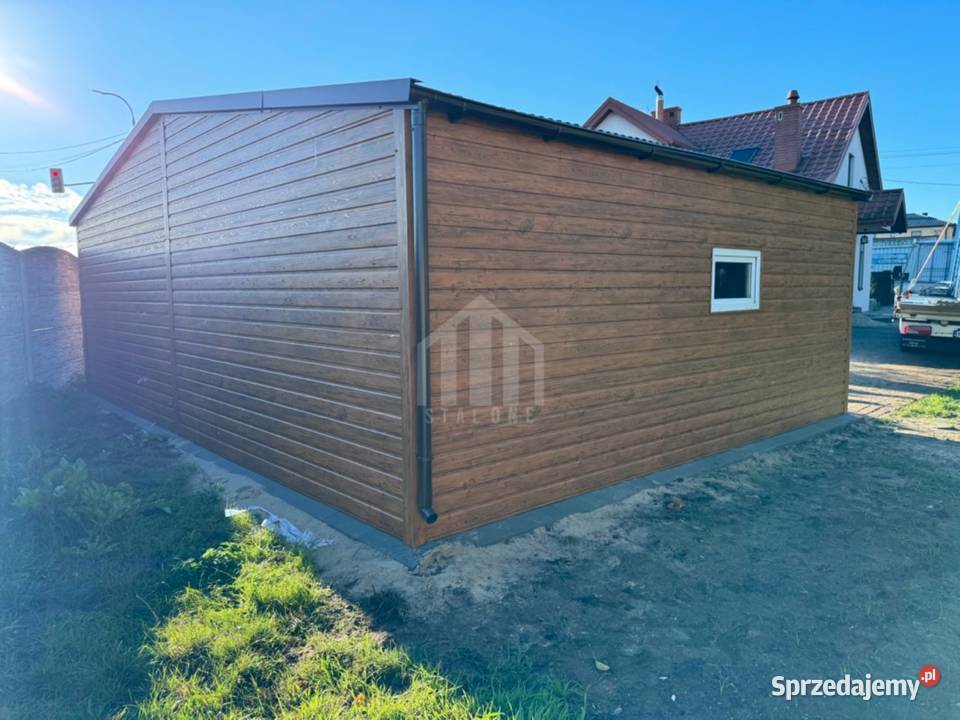 Garaż blaszany 9x6m 2x brama drzwi 3x okno rynny Żnin