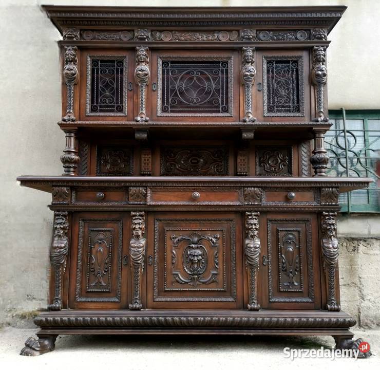 Kunsztowny kredens neorenesans włoski antyk dolnośląskie Wałbrzych