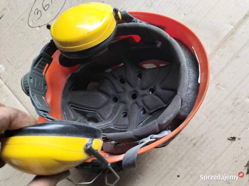 KASK OCHRONY POMARAŃCZOWY NA GŁOWĘ SŁUCHAWKI Kamień-Kolonia