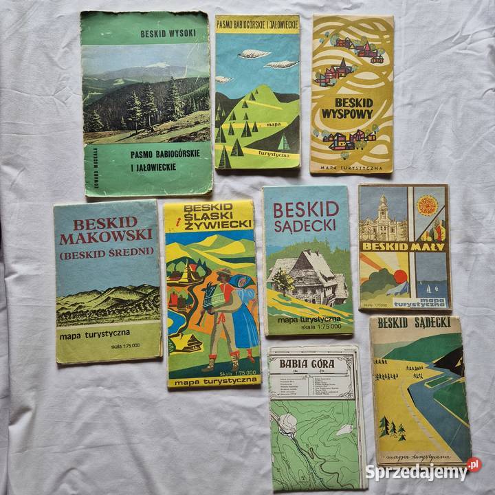 Mapy 9 całe Beskidy Beskid mapy PRL vintage Brzesko