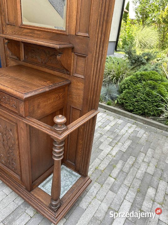 Francuska szafa dębowa lustro kryształowe