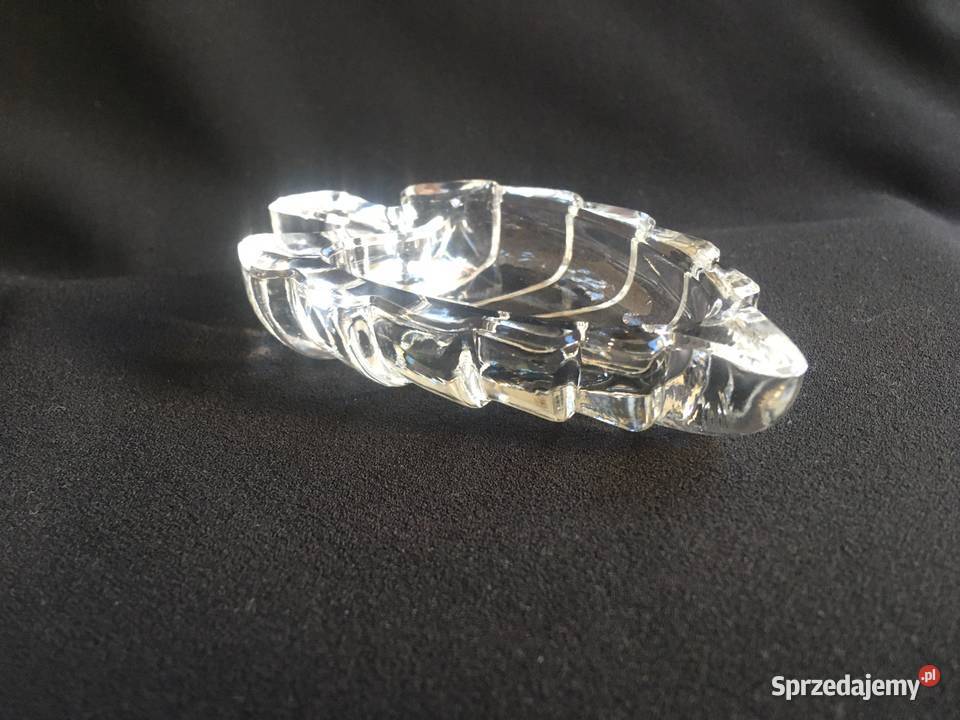 Szklany liść patera szklana na biżuterię przezroczysty Kołobrzeg