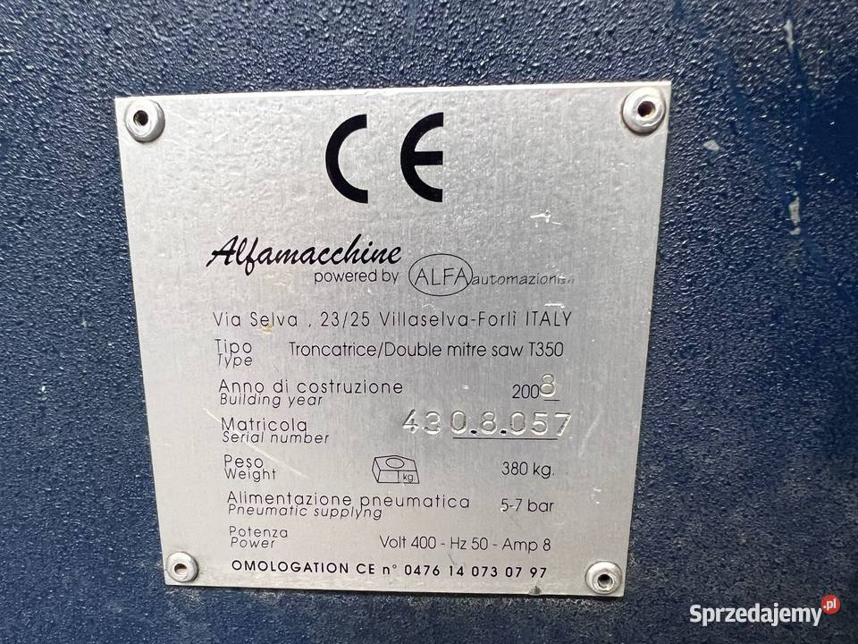 Dwupiła ukośnica ALFAMACCHINE T350 2 Juszczyn