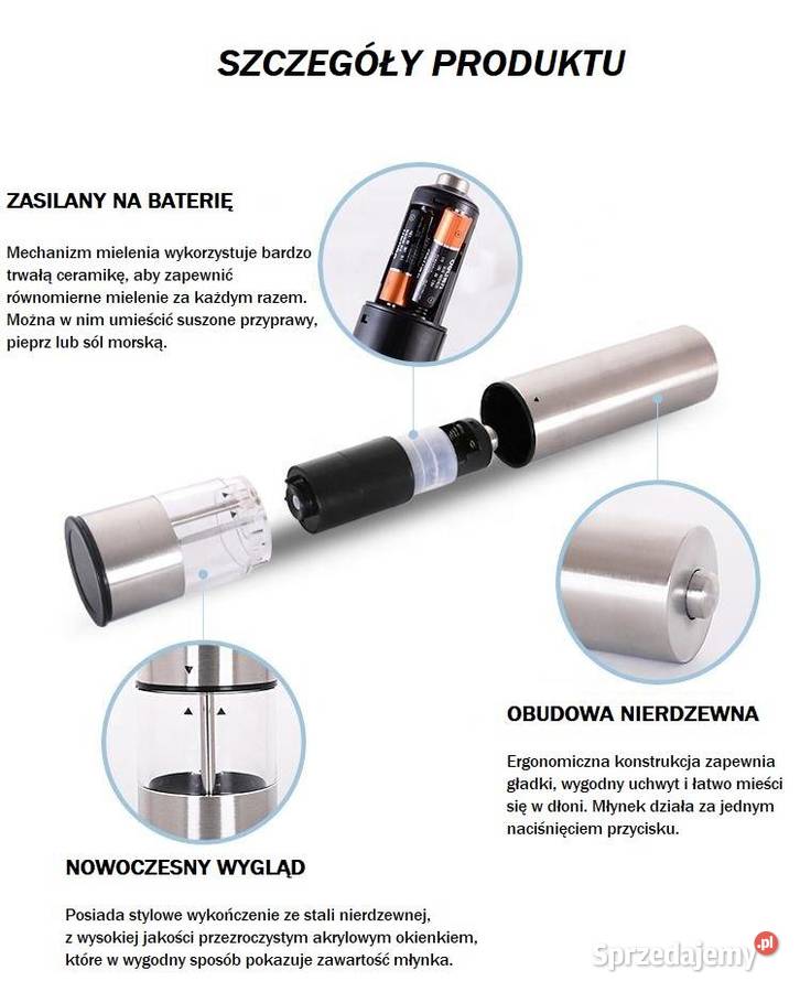 ZESTAW 2x MŁYNEK ELEKTRYCZNY do soli i pieprzu Zielonka