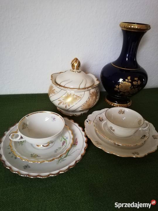 Kobaltowy wazon Bareuther Porcelana i szkło małopolskie Gorlice