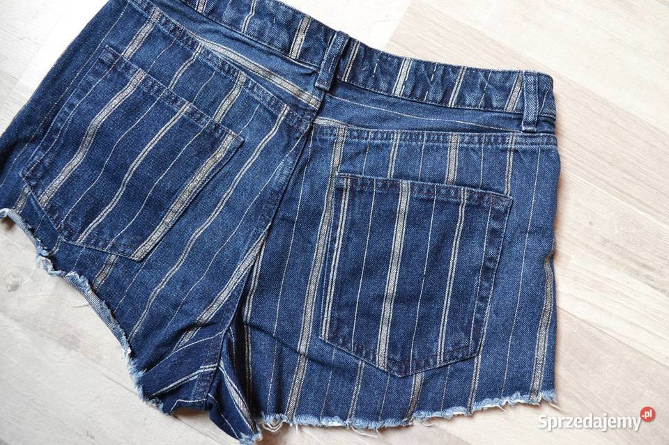 Denim Co szorty krótkie spodenki paski prążki L Warszawa