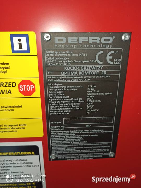 piec Defro Optima Komfort KCOOK20 20 kW węgiel Łańcut