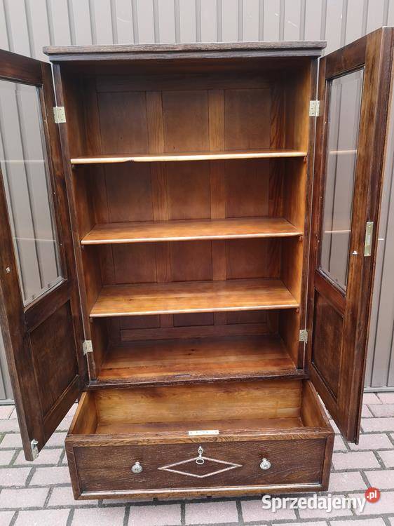 Witryna Biblioteka Serwantka Dębowa Stara Antyk Swarzędz