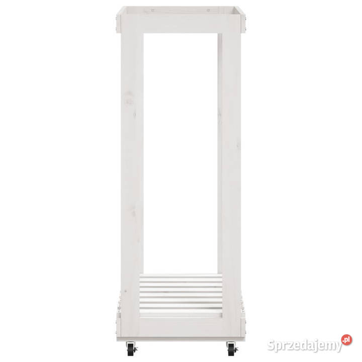 Stojak na drewno z kółkami biały 765x40x108 Warszawa