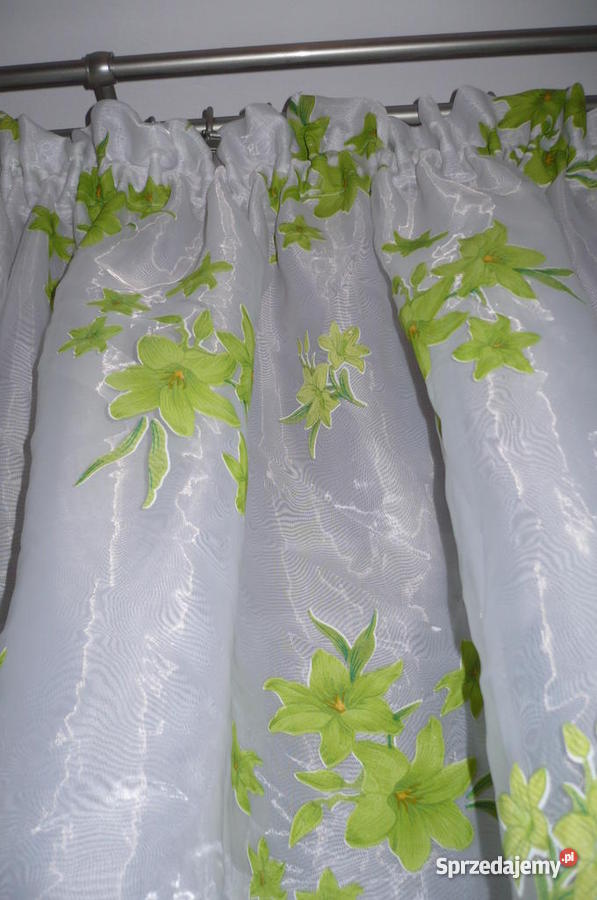 Firanka woal zielone kwiatuszki łódzkie Łódź