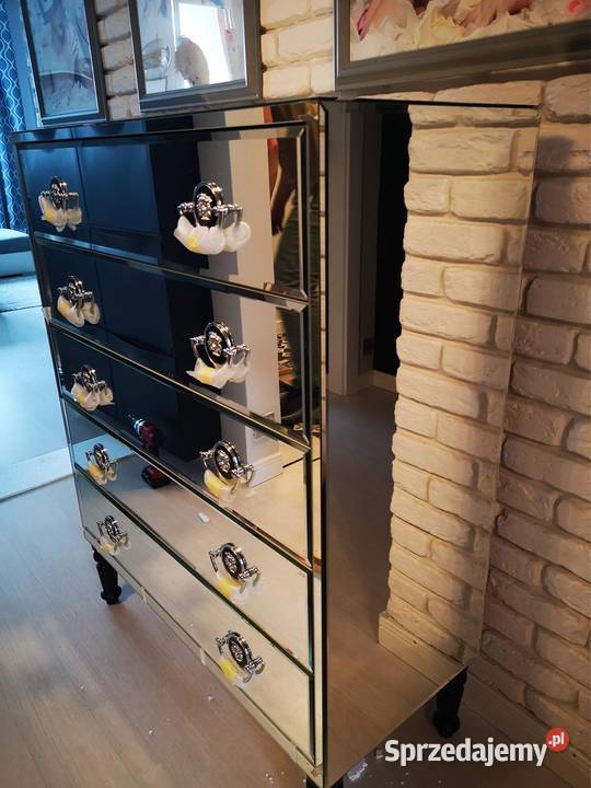 Komoda lustrzana z lustra srebrna glamour okazja Kępno