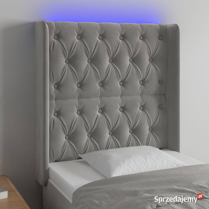 Zagłówek do łóżka z LED jasnoszary 83x16x118128 Ramy i stelaże Warszawa