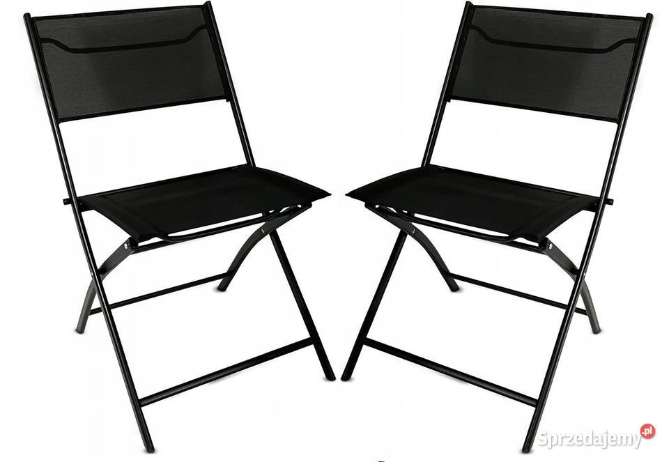 Zestaw 2 krzeseł nowoczesne składane metalowe metal Poznań
