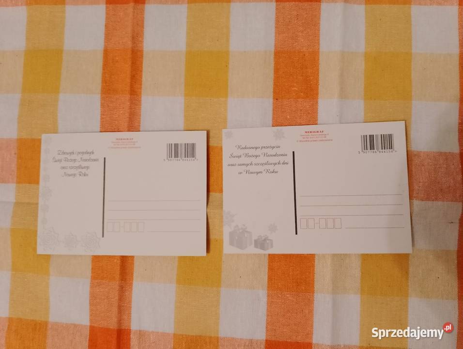 KARTKI świąteczne składane z kopertą 7 sztuk wielkopolskie Oborniki