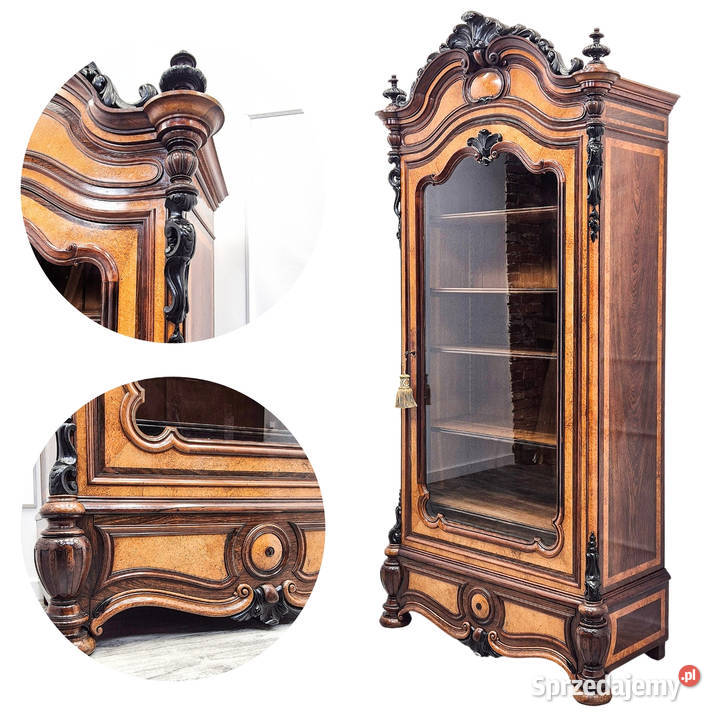 Witryna FRANCUSKA wysoka brzozowa rzeźbiona 250cm Kalisz sprzedam