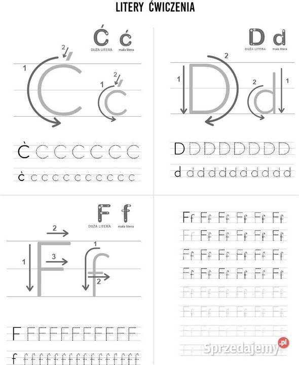 Nauka pisania literek do wydruku PDF Alfabet małopolskie