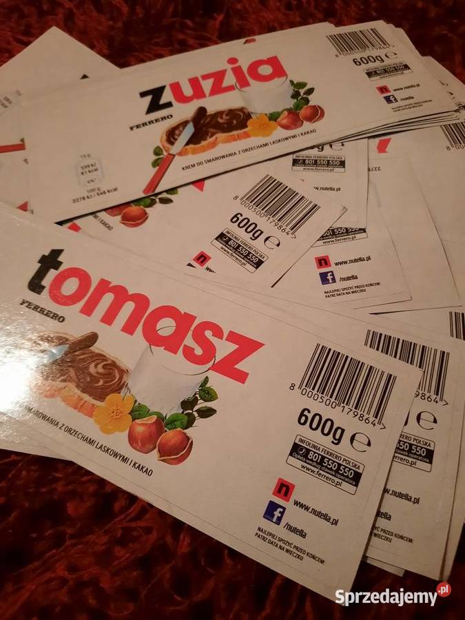 Limitowane naklejki z imionami na NUTELLĘ sprzedam