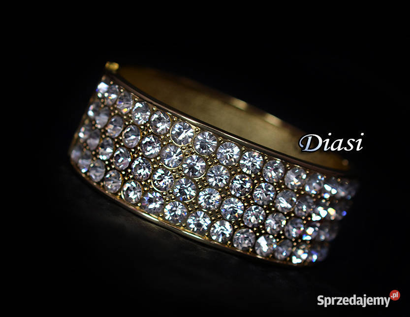 Piękna nowa złota bransoleta Bangle z cyrkoniami Pozostałe Łódź