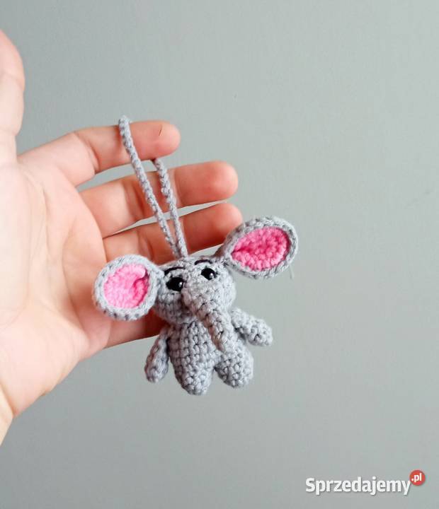 Słonik wykonany na szydełku brelok łódzkie Łask