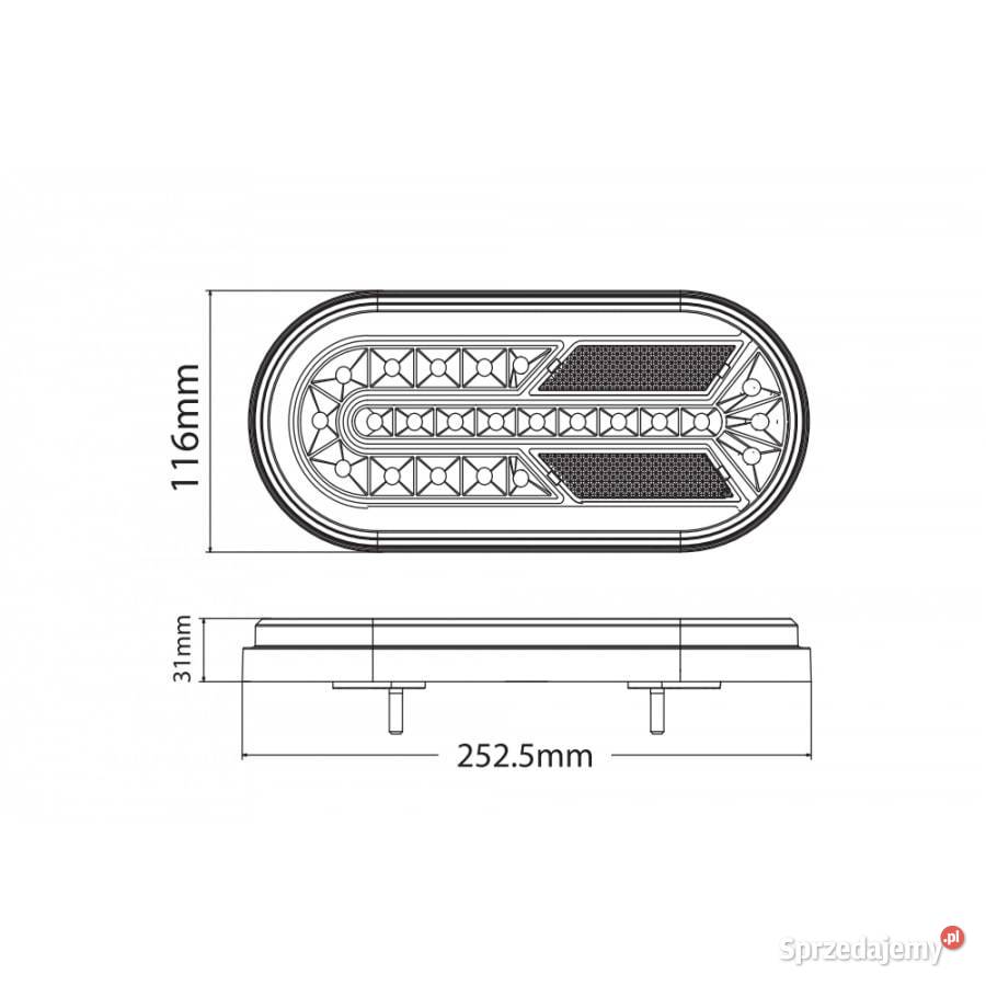 Lampa tylna Led TL duża owalna 1224V 3 funkcje Sieradz