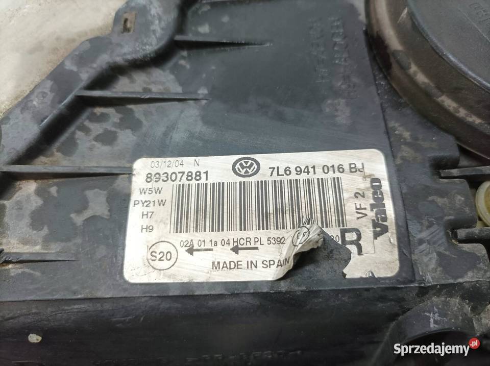 LAMPA PRZÓD PRAWA EUROPA 7L6941016BJ VW Lampy przednie sprzedam