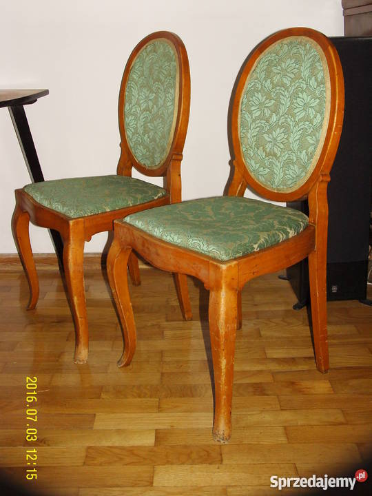 Stare bukowe krzesła ludwikowskie medaliony hand Stoły, krzesła, biurka mazowieckie