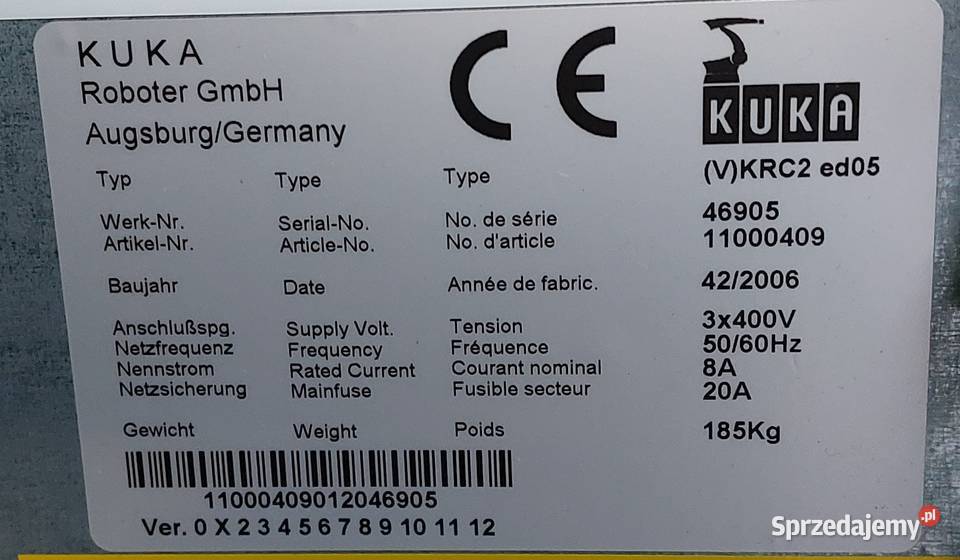 Robot paletyzujący KUKA KR1002 PA KRC2 2006r Produkcja