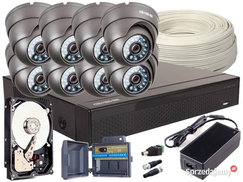 KOMPLETNY ZESTAW 4W1 8x KAMERA FULL HD IR20 noc