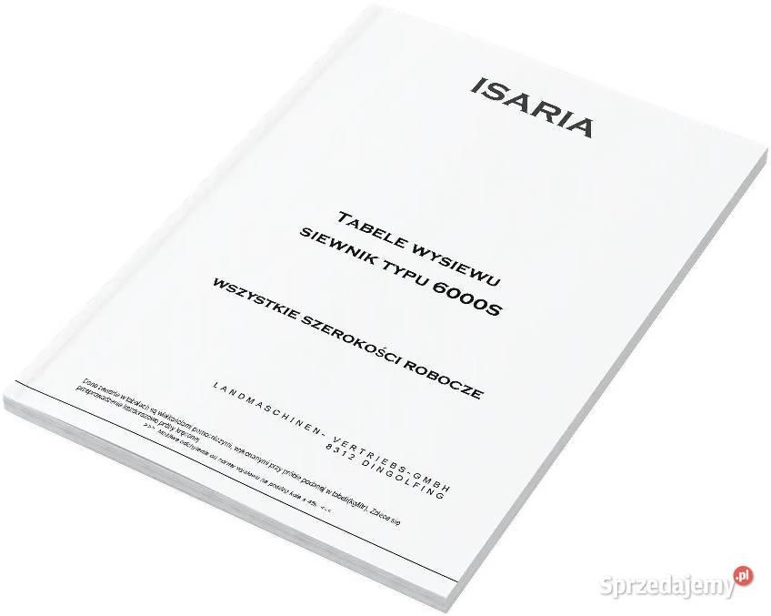 ISARIA 6000 S tabela polska tabele wysiewu Szamotuły