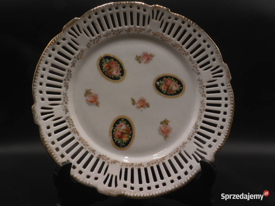 Talerz antyk Secesja porcelana ażur kwiaty Porcelana i szkło Raszków sprzedam