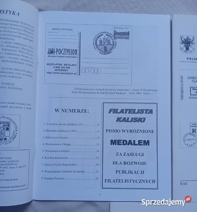 Kwartalnik Filatelista Kaliski rocznik 2000 Brak wielkopolskie Koźminek