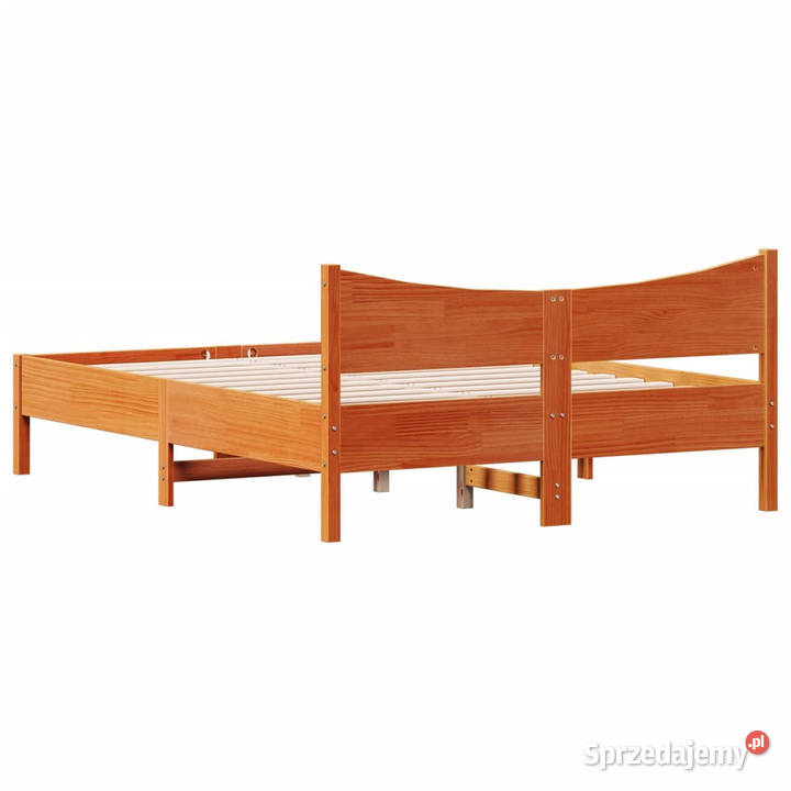 Rama łóżka bez materaca woskowy brąz lita sosna 145cm