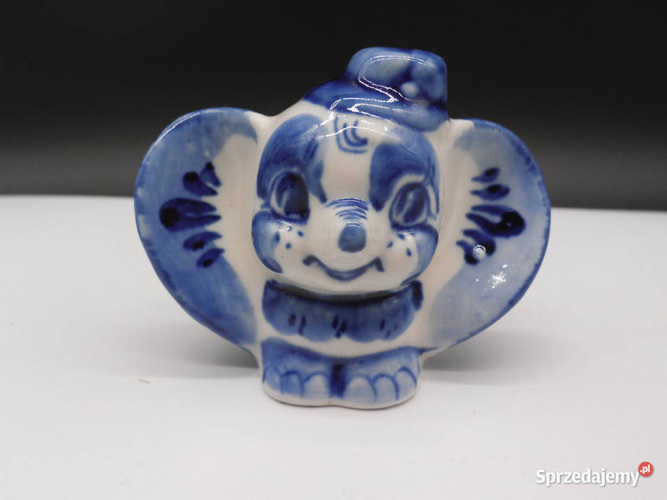 Unikatowa Porcelanowa Figurka Słonika Gżel ZSRR wielkopolskie Raszków