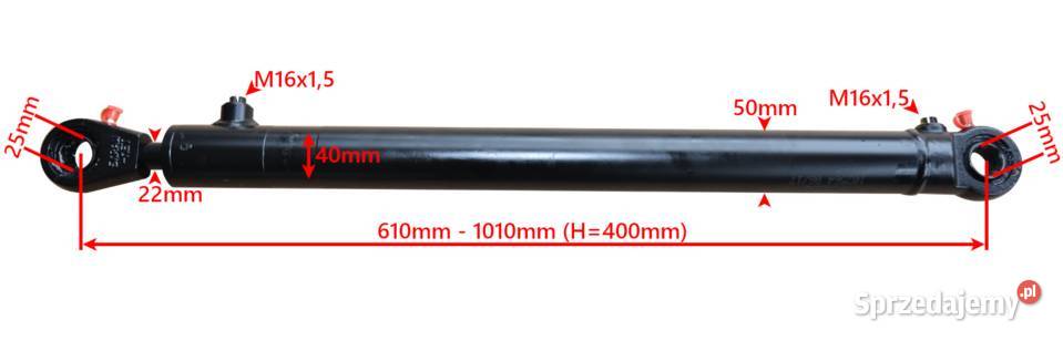 CIENKI SIŁOWNIK HYDRAULICZNY CYLINDER SKOK 400 Solec Kujawski