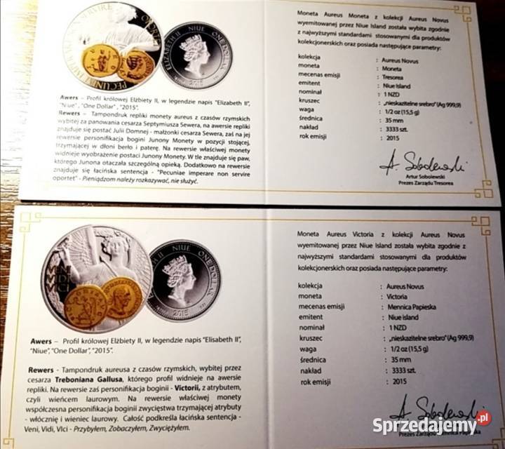 Aureus Novus srebrna moneta DIANA NEPTUN Opole sprzedam