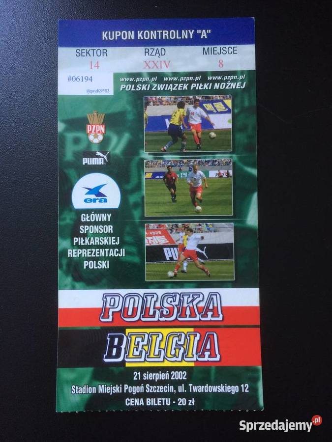 884 Blankiet Biletu Na Mecz Polska Belgia Szczecin sprzedam