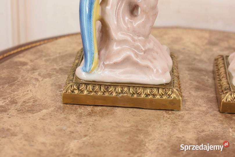 Dwie Porcelanowe Papugi Papuga Figura Rzeźba z Porcelana i szkło Antyki, Sztuka, Kolekcje małopolskie Kraków