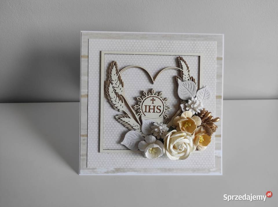 Kartka ręcznie robiona na Komunię Świętą z Łódź