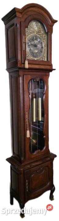 Stojący zegar kwadransowy mahoń mosiądz Wałbrzych