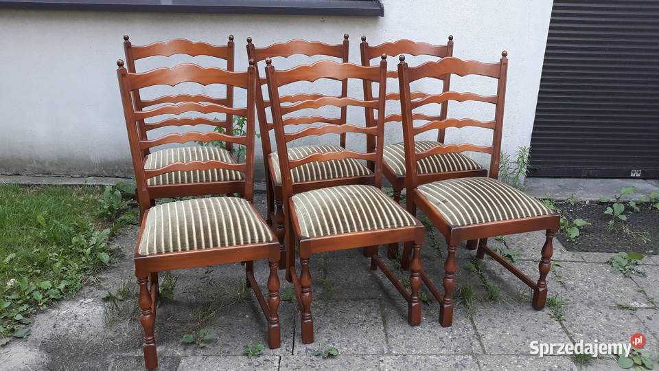 6 oryginalnych krzeseł drewnianych